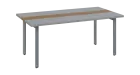 DOUBLE 180 pracovní stůl, kovová podnož stříbrná, deska 36 mm, široký 1800 mm, šedá, vložená deska o
